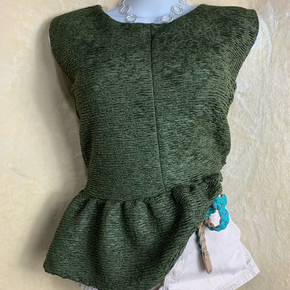 Love Culture Olive Peplum Blouse - Picture 2 of 2